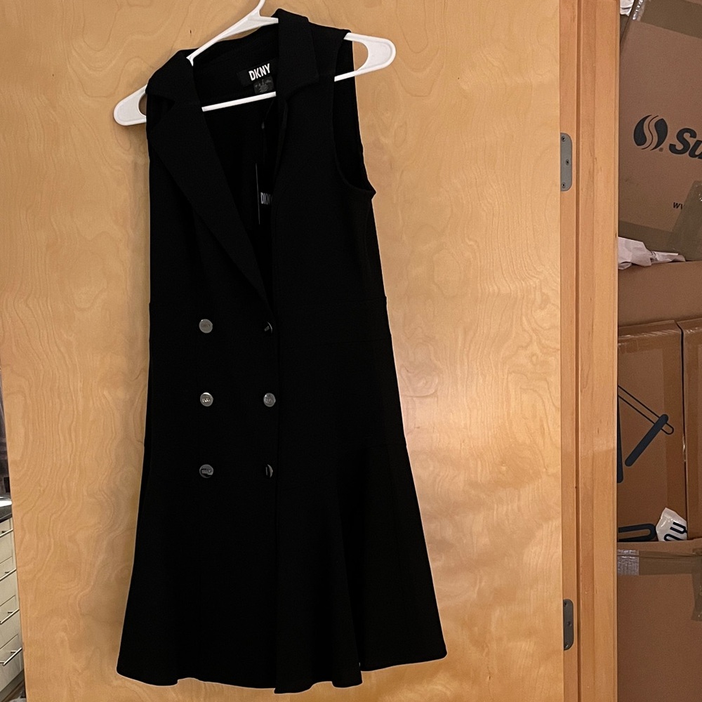 DKNY Black Double-Breasted Mini Dress